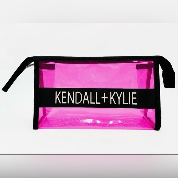 Kendall & Kylie Vibrant Transparent Pink Jelly Bag, Cosmetic Bag, Wristlet, NWOT - Picture 2 of 5